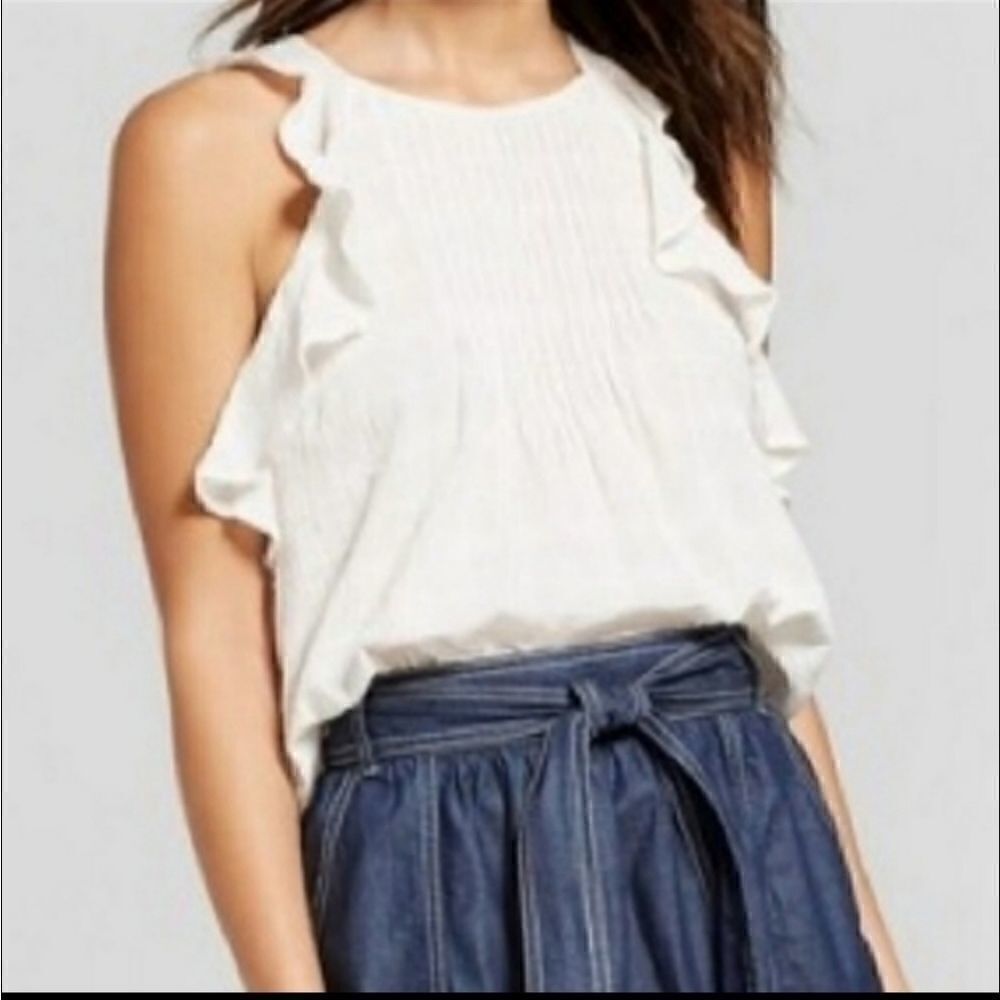 Universal Threads Cotton Ruffle Top - Picture 1 of 8